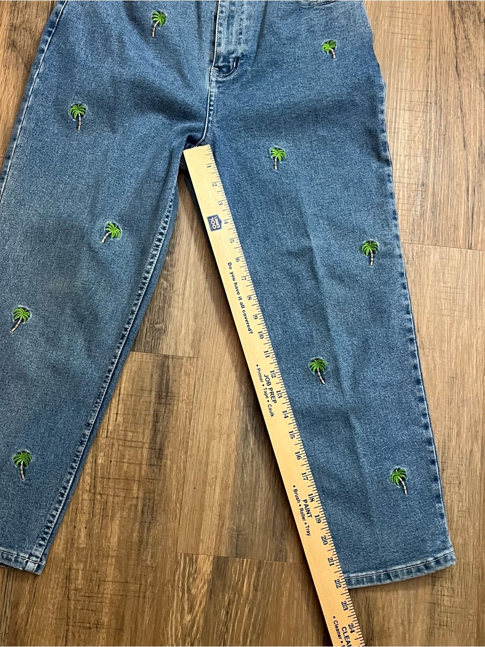 Vintage The Quacker Factory Embroidered Palm Tree Blue Jeans Womens Sz 8 Cropped - Picture 11 of 12